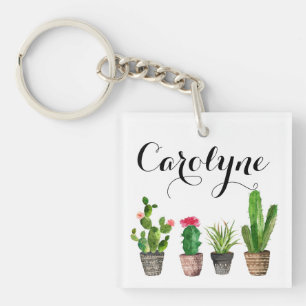 Boho Watercolor Succulations Anpassningsbar Keycha