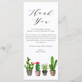Boho Watercolor Succulations Bröllop - tackkort