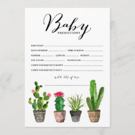 Boho Watercolor Succulents Baby Predications Card