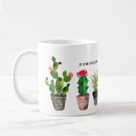 Boho Watercolor Succulents Mönster Personlig Kaffemugg