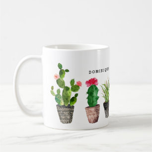 Boho Watercolor Succulents Mönster Personlig Kaffemugg