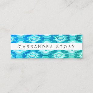 Boho Watercolor Tie-Dye Mönster Aqua Blue Mini Visitkort