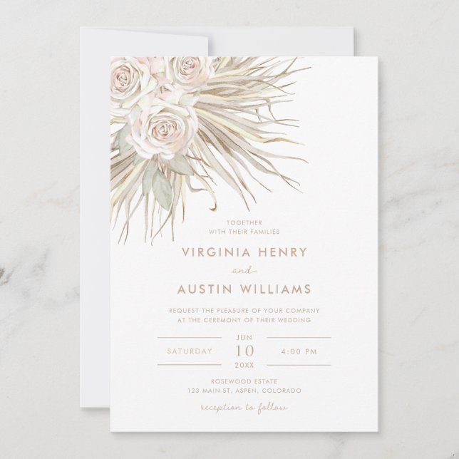Boho Watercolor Tropical Wedding bjudande Inbjudningar (Framsida)