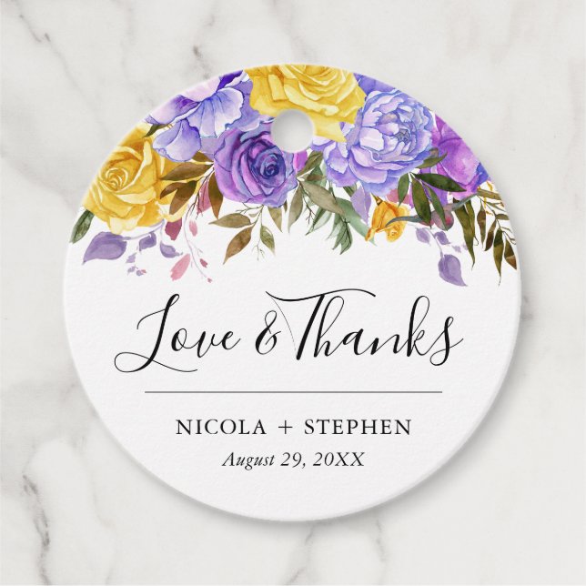 Boho Watercolor Vår blommor Bröllop Gåvor Etiketter (Framsida)