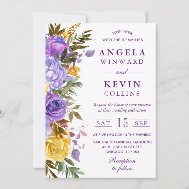 Boho Watercolor Vår blommor Bröllop Inbjudningar (Framsida)