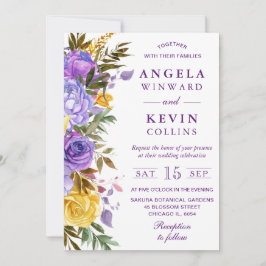 Boho Watercolor Vår blommor Bröllop Inbjudningar