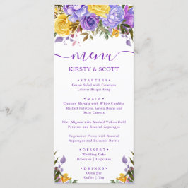 Boho Watercolor Vår blommor Bröllop Menu Meny