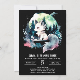 Boho Watercolor Varg Birthday Inbjudningar