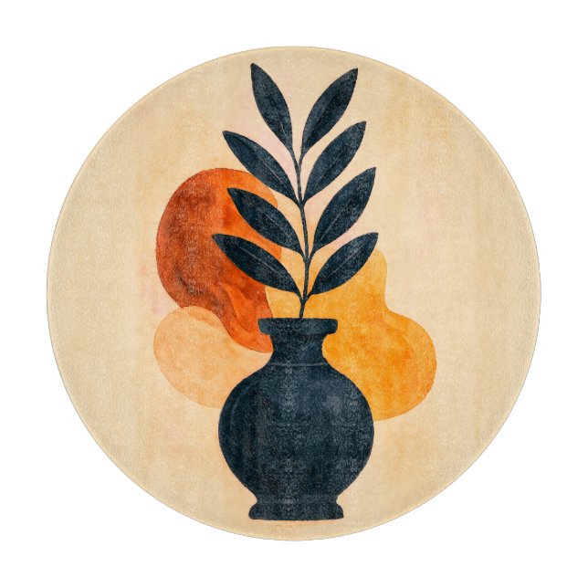 Boho Watercolor Vas med Löv | Glas (Framsidan)