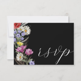 Boho Watercolor Vild Flower & Black Bröllop OSA
