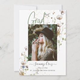 Boho Watercolor Vild Flowers Studenten Meddelande