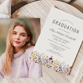 Boho Watercolor Vilda Blommor Foto Elfenbensvitt E Inbjudningar
