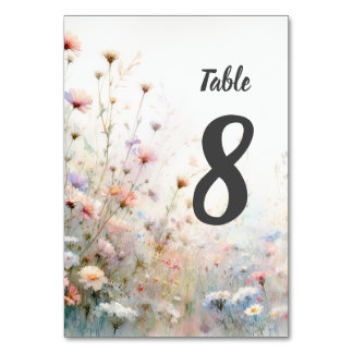 Boho Watercolor Vildblomma Blommig Personlig Bordsnummer