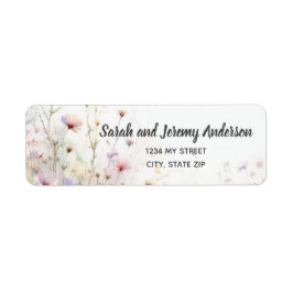 Boho Watercolor Vildblomma Blommig Personlig Returadress Etikett