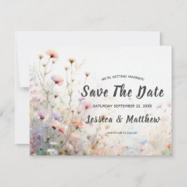 Boho Watercolor Vildblomma Blommig Personlig Spara Datumet