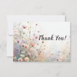 Boho Watercolor Vildblomma Blommig Personlig Tack Kort