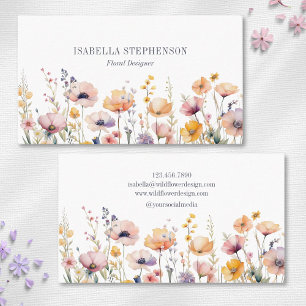 Boho Watercolor Vildblomma Florist Designer Visitkort
