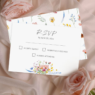 Boho Watercolor Vildblomma Kalligrafi Bröllop OSA Kort