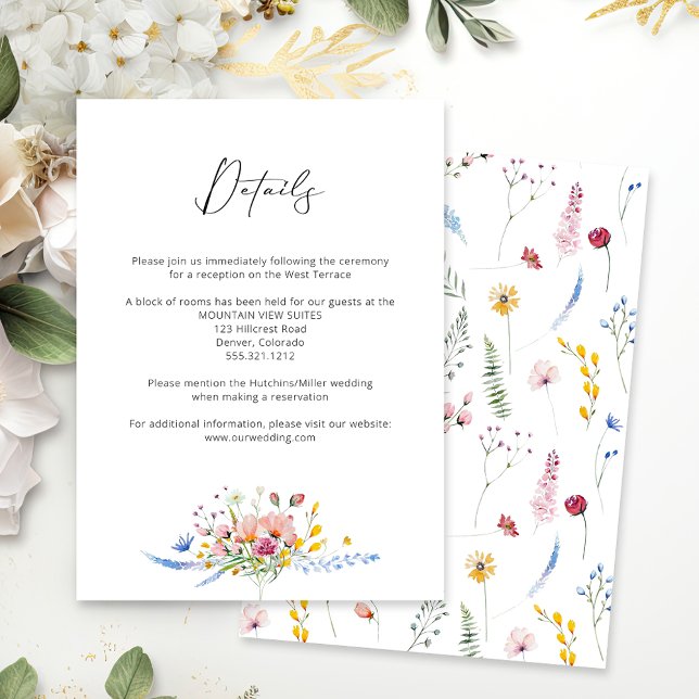 Boho Watercolor Vildblomma Kalligrafi Bröllop Tilläggskort (Skapare uppladdad)