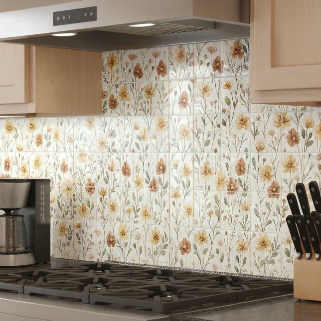 Boho Watercolor Vildblomma Keramik Kakelplatta (Skapare uppladdad)