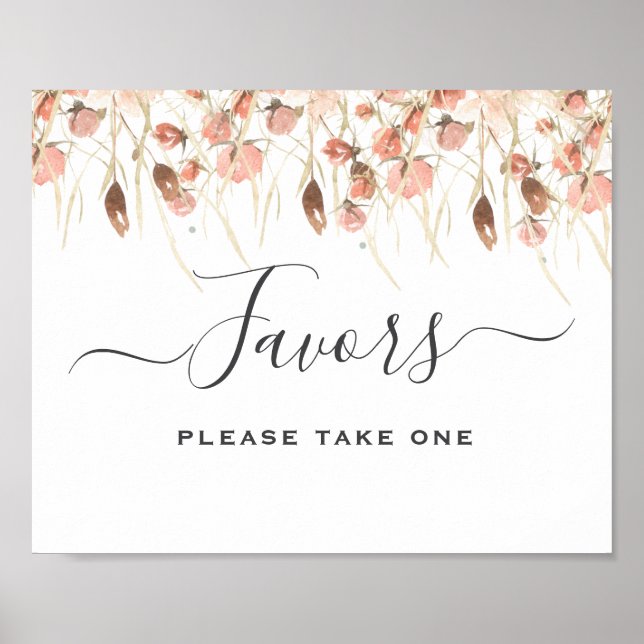 Boho Watercolor Wedding Favors Sign Poster (Framsidan)