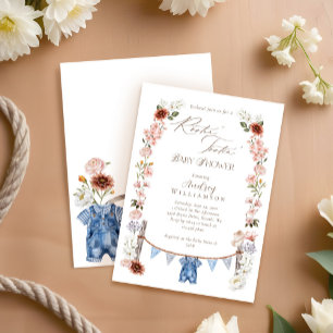 Boho Watercolor Western Little Cowboy Baby Shower Inbjudningar