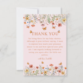 Boho Watercolor WildblomBaby Shower Tack Kort