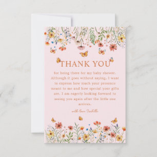 Boho Watercolor WildblomBaby Shower Tack Kort