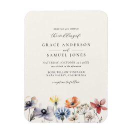 Boho Watercolor WildblomBlommigt Bröllop Magnet