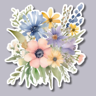 Boho Watercolor WildblomBouquet Watersecure Klistermärken