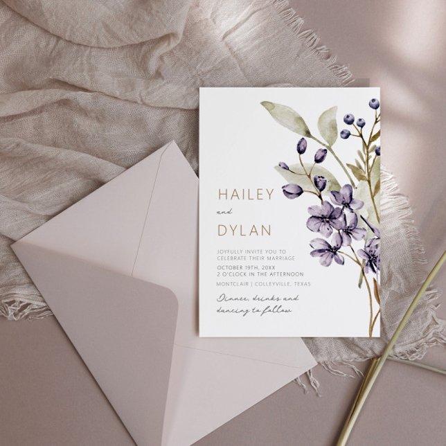 Boho Watercolor Wildblombröllopsinbjudan Inbjudningar (Skapare uppladdad)
