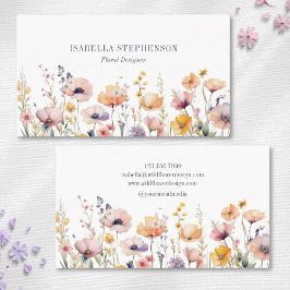 Boho Watercolor WildblomFlorist Designer Visitkort