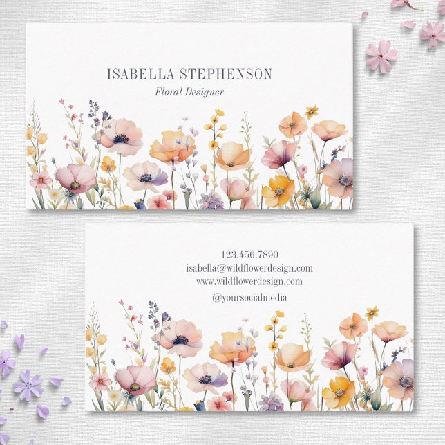 Boho Watercolor WildblomFlorist Designer Visitkort (Skapare uppladdad)