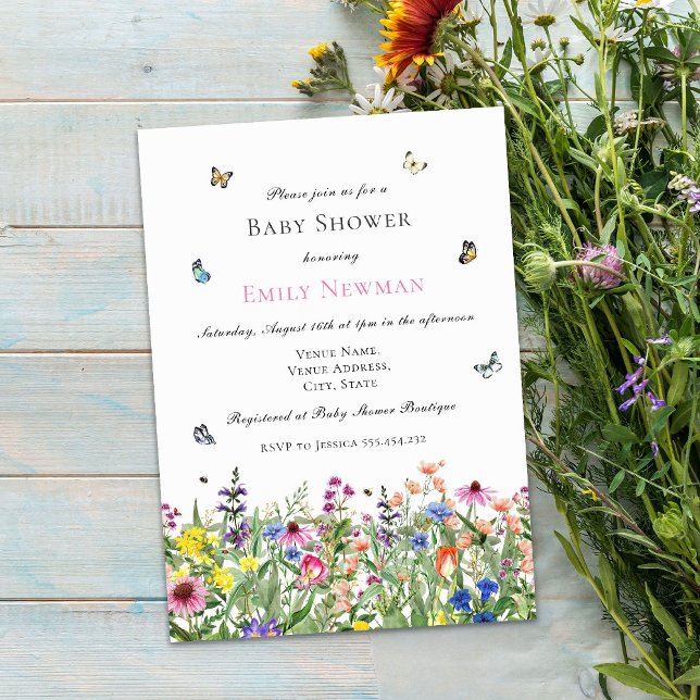 Boho Watercolor Wildblomma Baby Shower-inbjudan Inbjudningar (Skapare uppladdad)