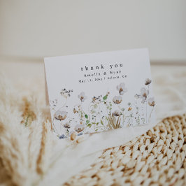 Boho Watercolor Wildblomma Bröllop - tackkort