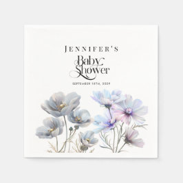 Boho Watercolor WildblommBaby Shower Pappersservett