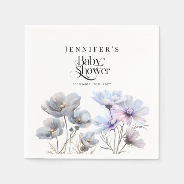 Boho Watercolor WildblommBaby Shower Pappersservett (Framsidan)