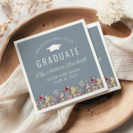 Boho Watercolor WildblommBlue Studentfest Pappersservett