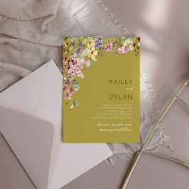 Boho Watercolor Wildblomme Meadow Bröllop Inbjudningar