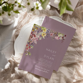 Boho Watercolor Wildblomme Meadow Bröllop Inbjudningar