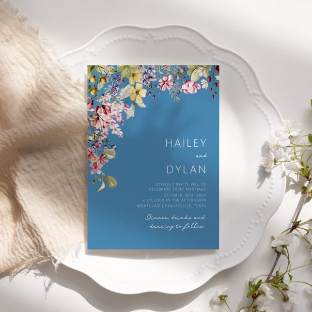 Boho Watercolor Wildblomme Meadow Bröllop Inbjudningar (Skapare uppladdad)