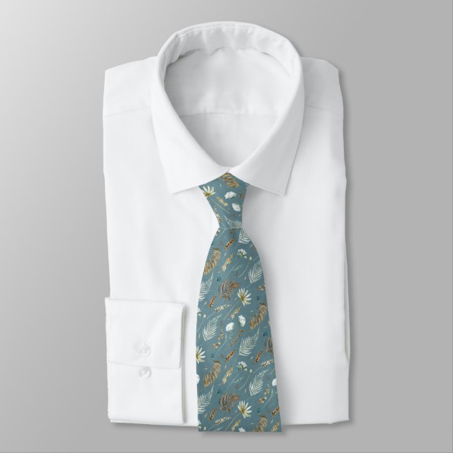 Boho Watercolor Wildblomme Mönster Neck Tie Slips (Bunden)
