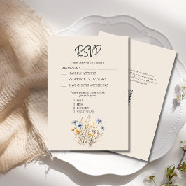 BOHO Watercolor WildblommElegant Beige Bröllop OSA Kort