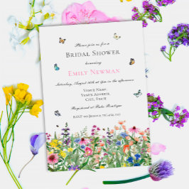 Boho Watercolor WildblomMöhippa Inbjudningar