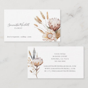Boho Watercolor Wildblommor Florist Visitkort