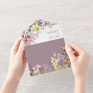 Boho Watercolor Wildblommor Meadow Bröllop