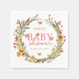 Boho Watercolor Wildblommor Rustic Baby Shower Pappersservett