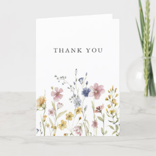 Boho Watercolor WildblommTack Tack Kort