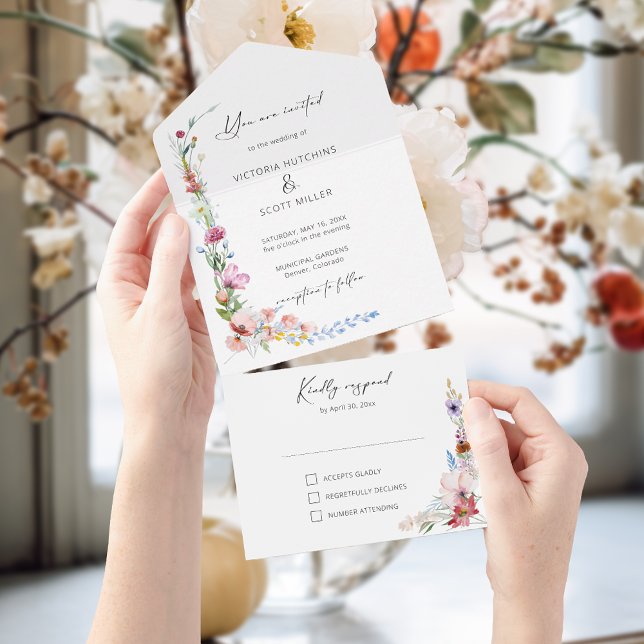 Boho Watercolor Wildflower Calligraphy Wedding (Skapare uppladdad)