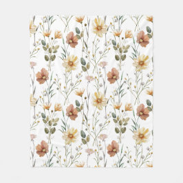 Boho Watercolor Wildflower Fleecefilt